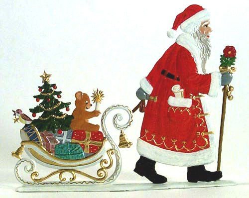 ARTIST WILHELM SCHWEIZER GERMAN ZINNFIGUREN Santa Pulling Sled 4.5"x 3.5" 