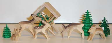Carved deer set